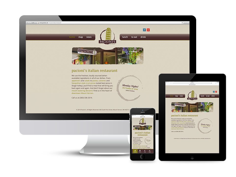Pacioni's Italian Restaurant Responsive Website Design